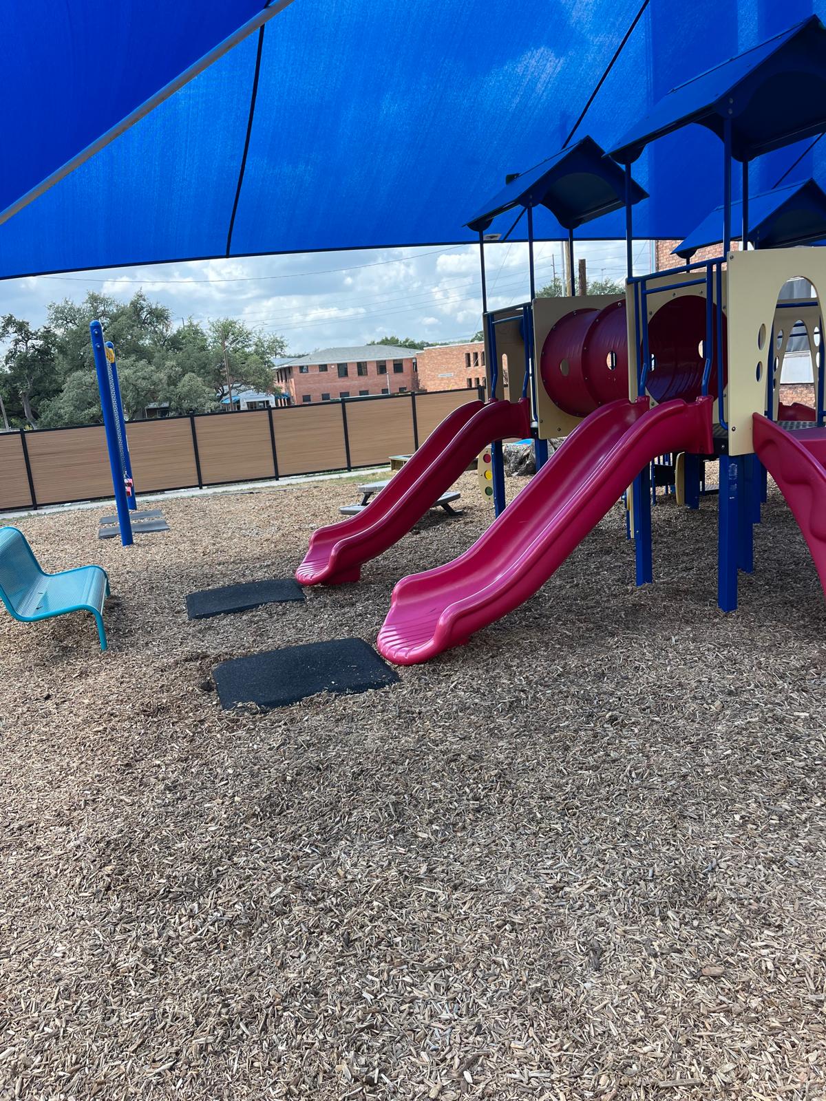 Completed playground slides